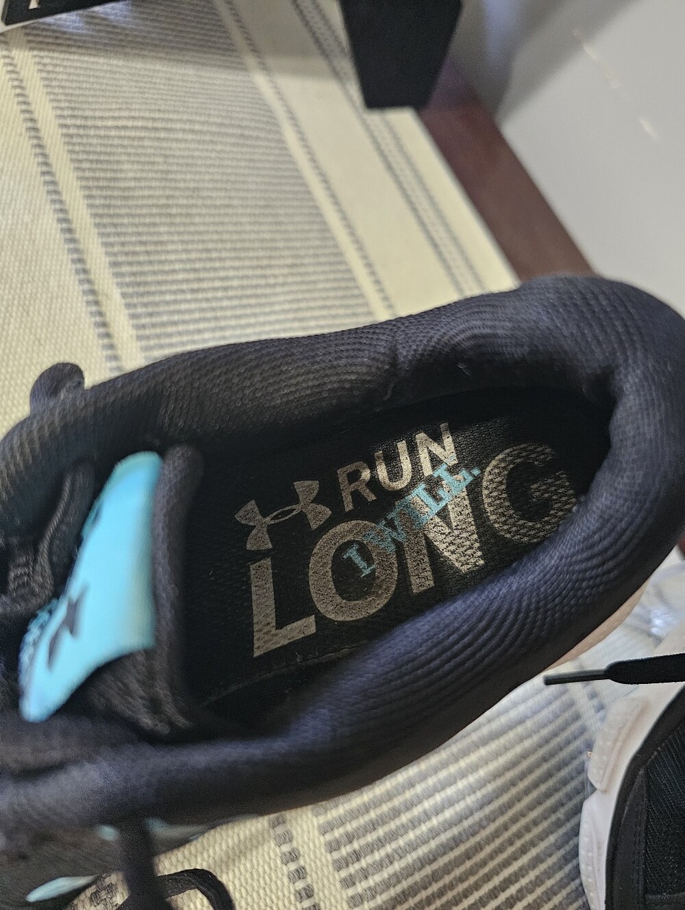 Under Armour Black Sneakers with Aqua Logo Accents - Picture 9 of 11